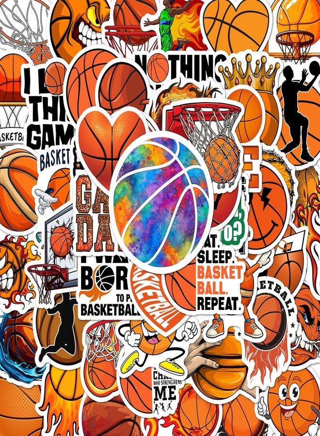 BEATRI Basketball Stickers for Boys - 50Pcs, Cool Basketball Sports Decor & Party Favors for Laptop, Water Bottle, Skateboard & Travel Gear | Non-Repeating Decals, High-Definition Print - Image 1